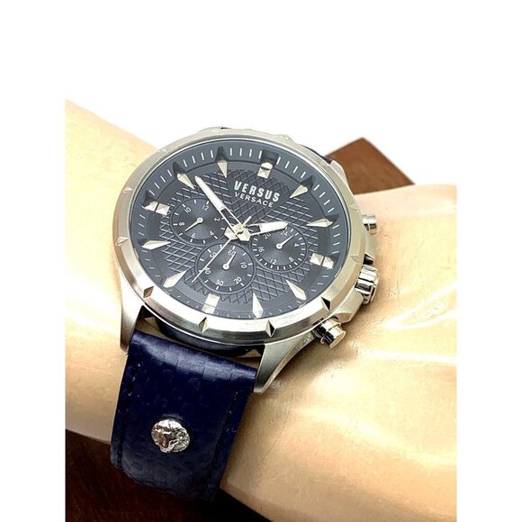 Versus by Versace Men's VSPBH7121 Quartz Blue Gray Dial Silver Leather B… - Picture 6 of 14